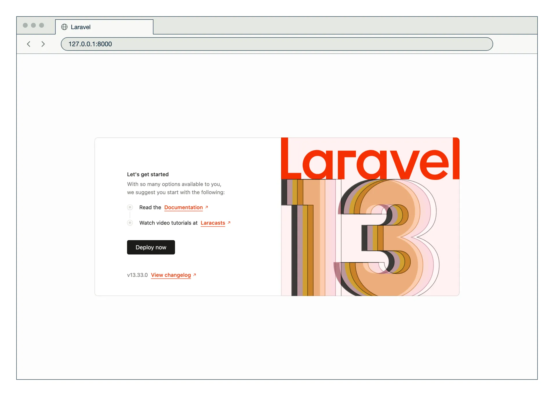 Page d'accueil d'un projet Laravel 13 neuf